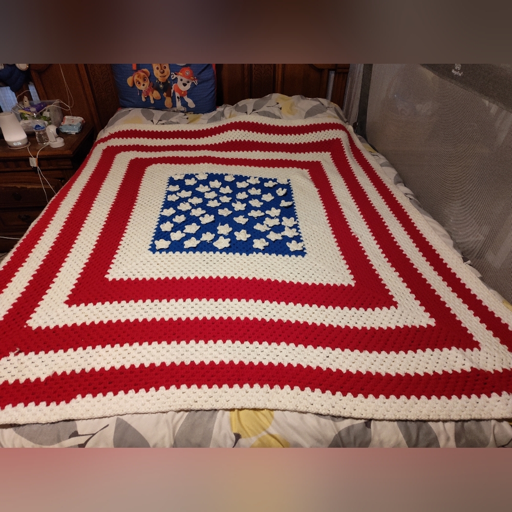 Red, White, And Blue Crochet Blanket